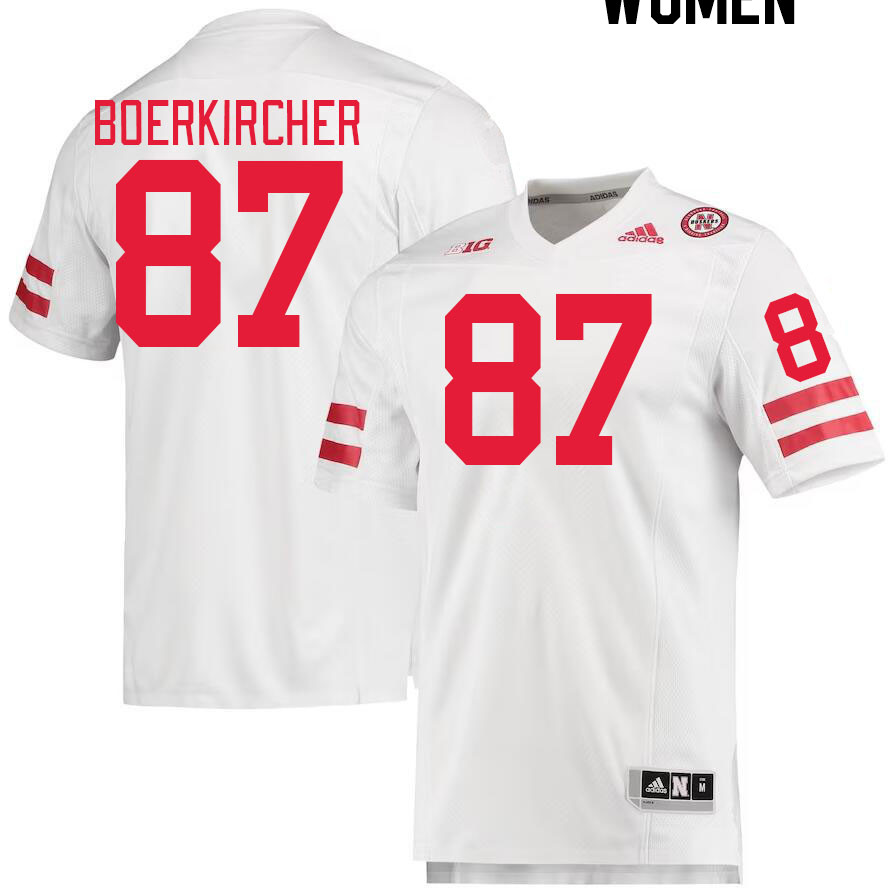 Women #87 Nate Boerkircher Nebraska Cornhuskers College Football Jerseys Stitched Sale-White